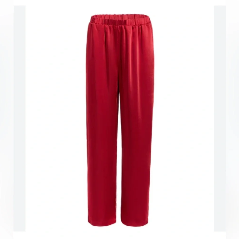 KATE SPADE Red Elasticized Waist Wide Straight Leg Pants NWT